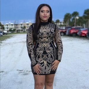 Gold Sequin Mini Dress